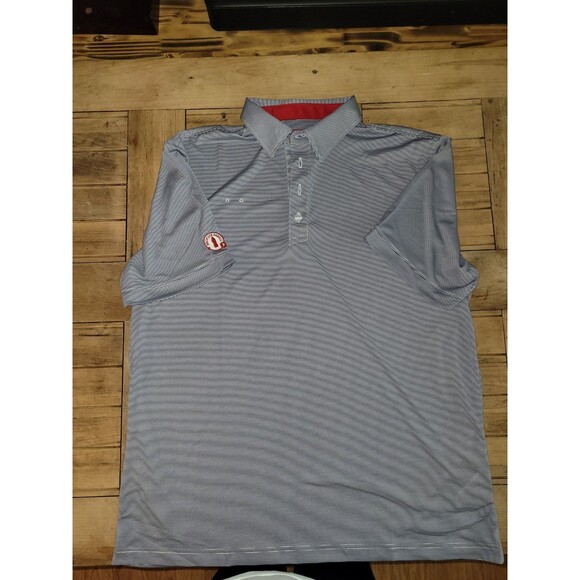 Chick-Fil-A Team Blue White Striped Polo Uniform Work Shirt Size Large Mens NEW - Picture 1 of 4